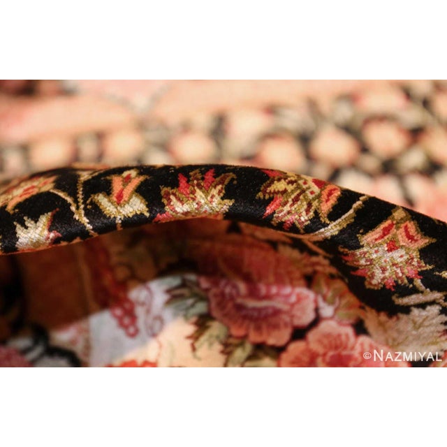 Black Nazmiyal Collection Black Silk Qum Persian Runner Rug For Sale - Image 8 of 8