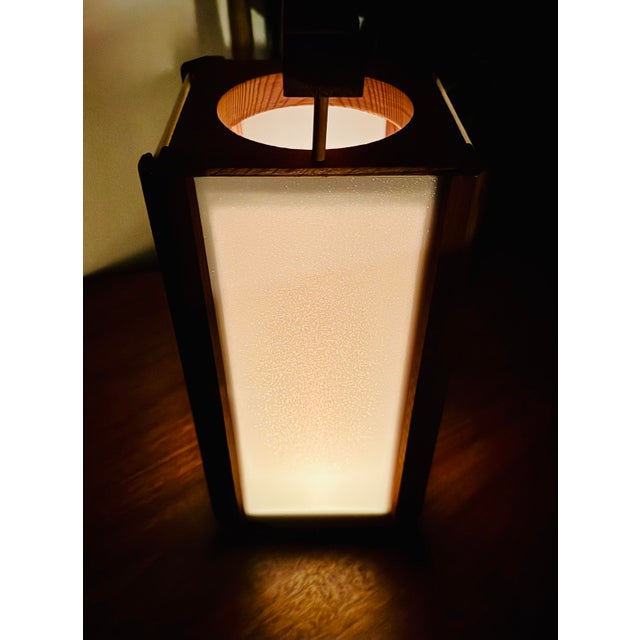 Vintage Japanese Wood Lantern With Translucent Panels For Sale - Image 4 of 14