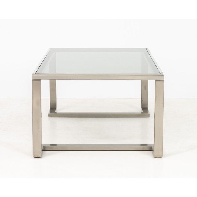 Metal Modern Smoked Glass Top and Metal Coffee Table For Sale - Image 7 of 7