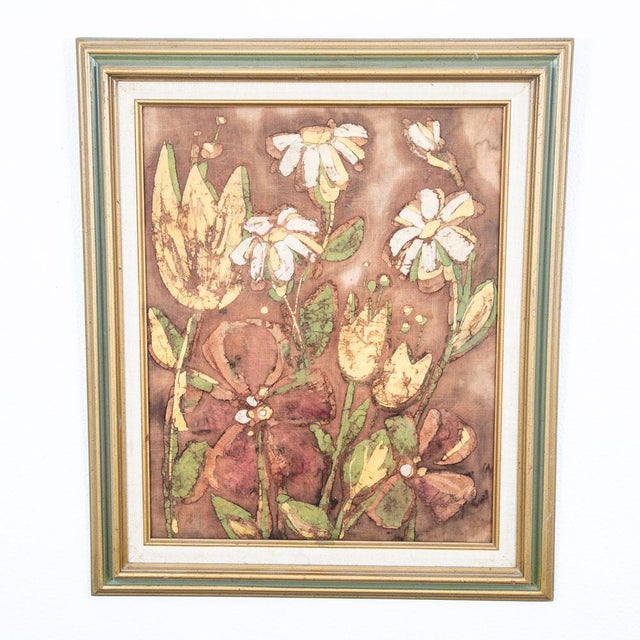 Mid Century Modern Tapestry Floral Batik Fabric Original Art Lenea Flowers MCM For Sale - Image 11 of 12