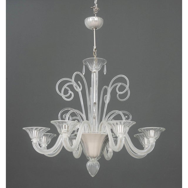 Modern Murano Glass Eight-Branch Chandelier For Sale - Image 10 of 11