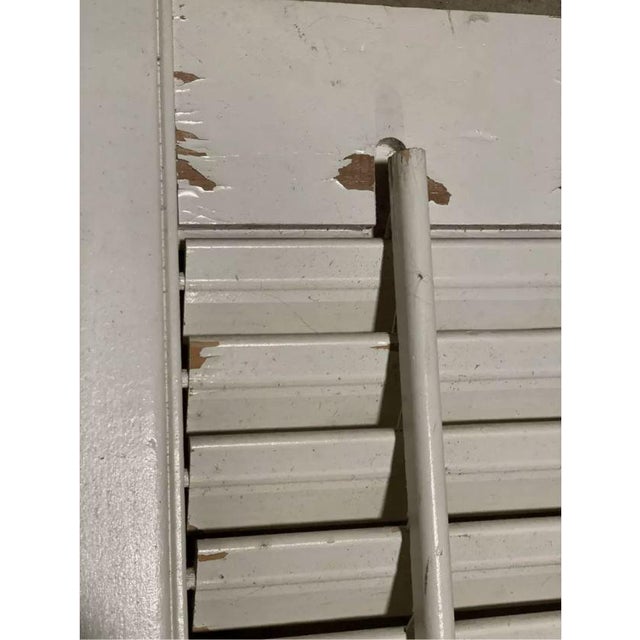 Shabby Chic Vintage Bi Fold Interior Wood Window Plantation White Shutters For Sale - Image 3 of 4