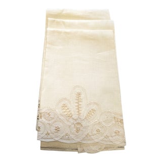 Antique Linen Lace Dinner Napkins - Set of 3 For Sale