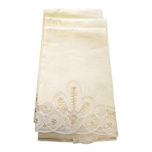 Antique Linen Lace Dinner Napkins - Set of 3