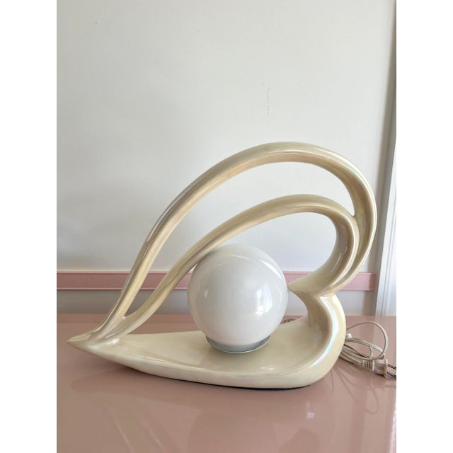 Ivory 1980 Ceramic Heart Shaped Table Lamps - a Pair For Sale - Image 8 of 11