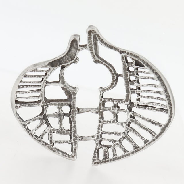 Mid 20th Century Vintage Studio Else & Paul Scandanavian Modern Sterling Silver Necklace Pendant For Sale - Image 5 of 12