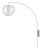 Bloom Wall Arc Lamp - Weathered Brass, Sphere White Satin Shade, Dimmable For Sale
