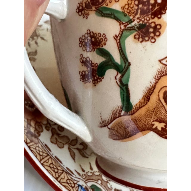 Antique 1880s Sarreguemine Kyoto France Tea Cup and Saucer Set for Two(2) For Sale - Image 17 of 18