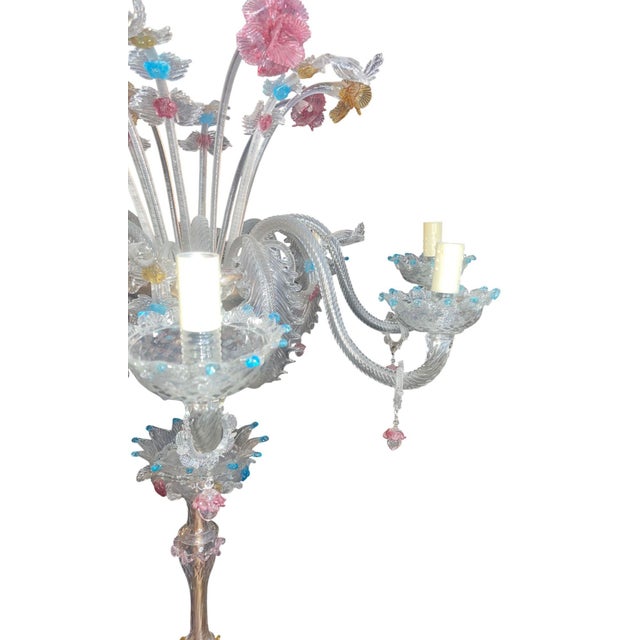Glass 1950s Venetian Murano Glass Floral Floor Lamp, Multicolor For Sale - Image 7 of 10