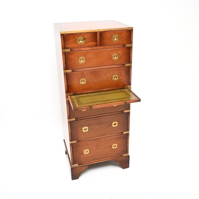 A smart and very well made antique yew wood military campaign style chest of drawers. This was made in England, it dates...