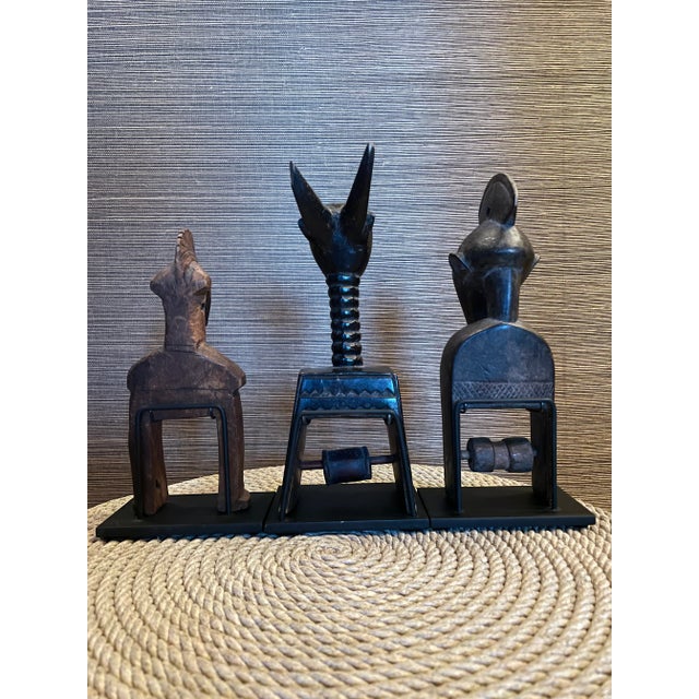 Mounted African Weaving Heddles- a Set of 3 For Sale In Chicago - Image 6 of 7