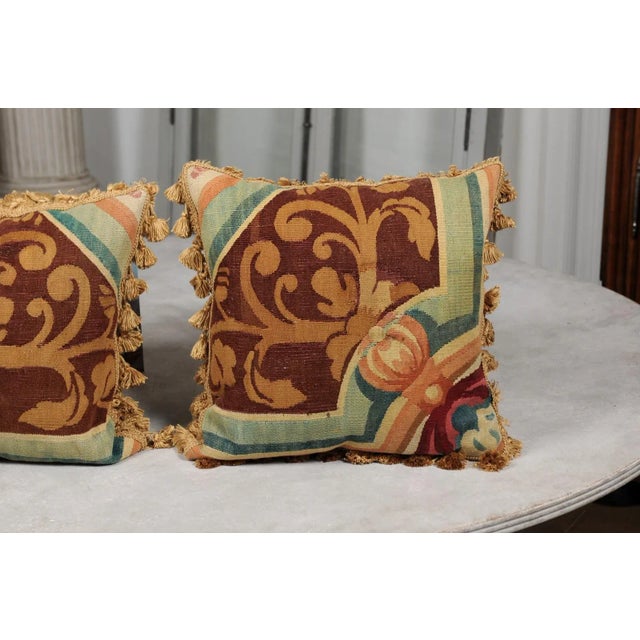 Made of 19th Century French Aubusson Tapestry Pillows - A Pair For Sale In Atlanta - Image 6 of 12