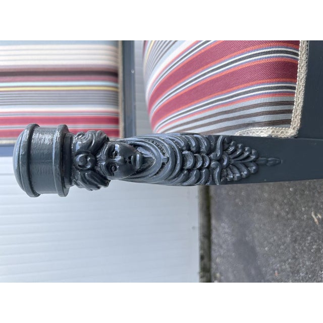 Armchair in Gray Lacquered Wood and Striped Rubelli Fabric For Sale - Image 9 of 11