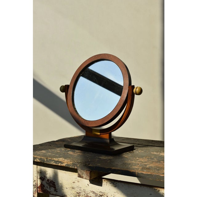 Vintage Art Deco Mutli-Tone Wood Tabletop Vanity Mirror, Circa 1930s-40s For Sale In New York - Image 6 of 17