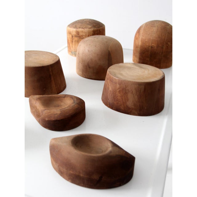 Rustic Collection of 8 Early 20th Century Wooden Millinery Hat Blocks For Sale - Image 3 of 17