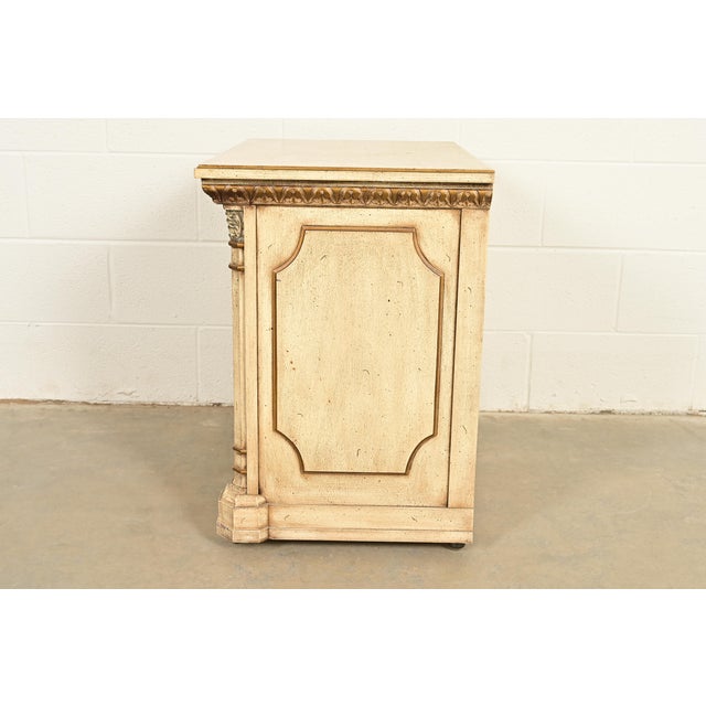 Romweber Hollywood Regency French Rococo Cream Lacquered and Parcel Gilt Nightstand, Circa 1960s For Sale - Image 10 of 12