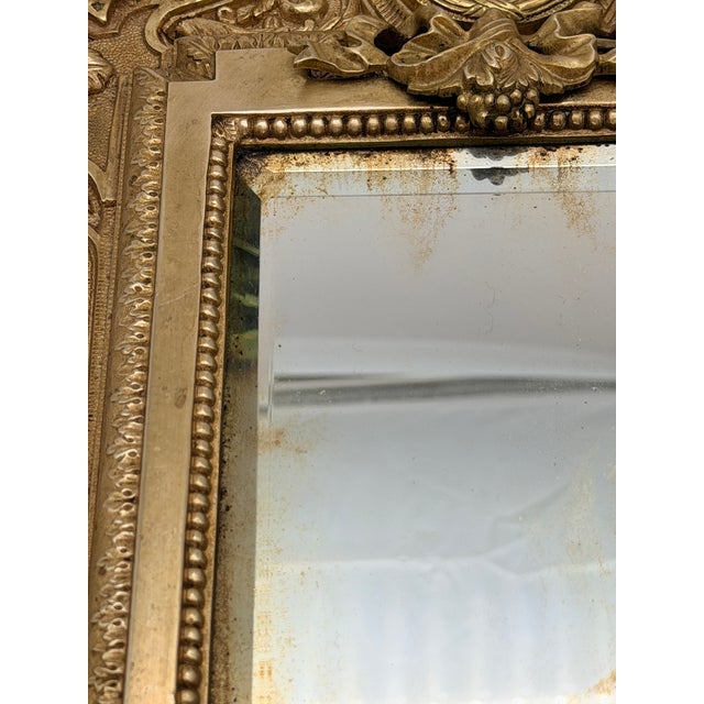 Antique French Renaissance Revival Cast Brass Girandole Sconce Mirrors - A Pair For Sale - Image 10 of 16