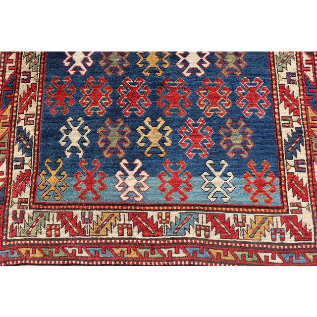 Antique Caucasian Kazak Rug With Geometric and Tribal Motifs 4'3" X7'6" For Sale - Image 4 of 13