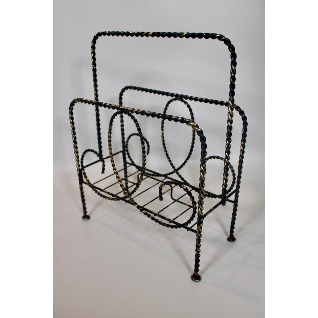 1970s Vintage French Shabby Chic Iron Magazine Rack For Sale - Image 5 of 9