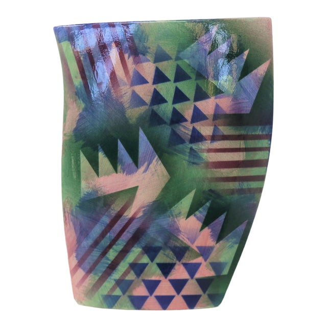 Geometric Ceramic Vase For Sale