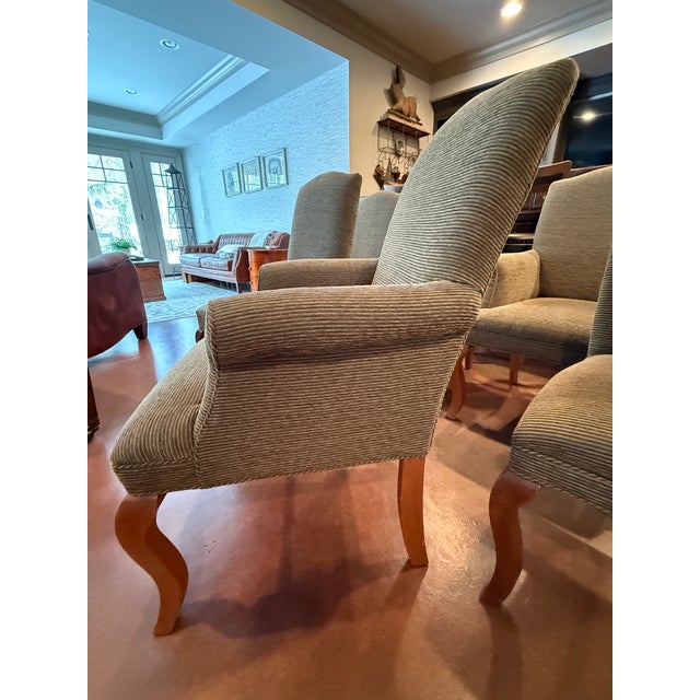 1990s Set of 6 Crate and Barrel Upholstered Dining Chairs For Sale - Image 5 of 7