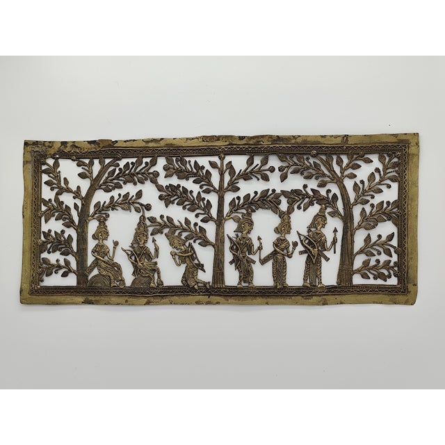 Dhokra Art Brass Wall Relief Panel with Asian Scene, 1950s For Sale - Image 3 of 3
