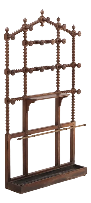 A French Gothic Style Twisted Oak Hall Rack, C. 1870.