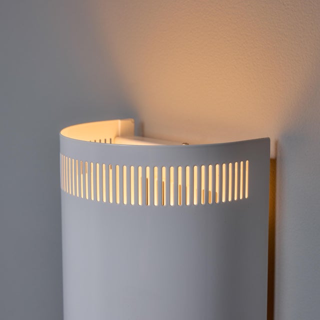 1960s Model #5390 White Perforated Metal Wall Lights for Orno Finland For Sale - Image 15 of 18