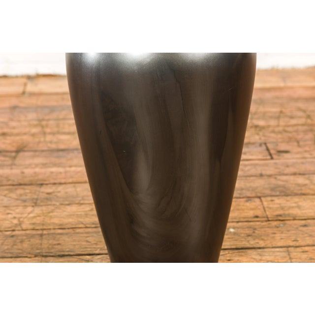 Charcoal Vintage Charcoal Lidded Altar Vase with Stylized Acorn Finial For Sale - Image 8 of 12