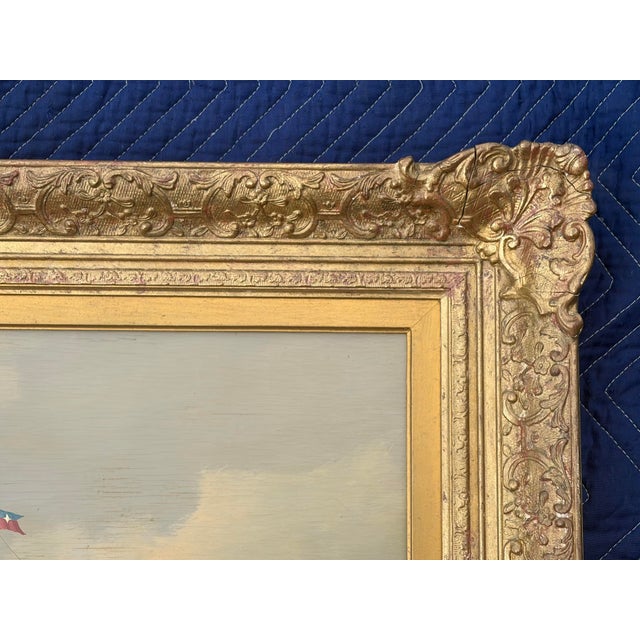 1970s Original Salvatore Colacicco Sailing Ship Hudson Seascape Oil Painting For Sale - Image 9 of 11