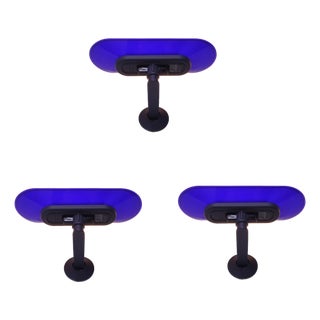 Postmodern Blue Jill Sconces by Perry King and Santiago Miranda for Arteluce, 1980s, Set of 3 For Sale