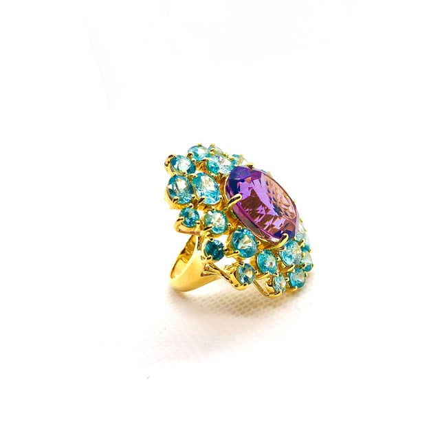 Bochic "Orient" Vintage Natural Amethyst & Blue Topaz Ring Set 18K & Silver For Sale In New York - Image 6 of 8