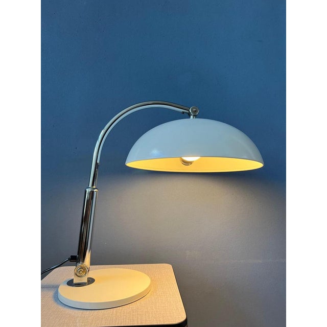 Vintage Bauhaus 144 Table Lamp in White by Herman Busquet for Hala, 1970s For Sale - Image 4 of 11