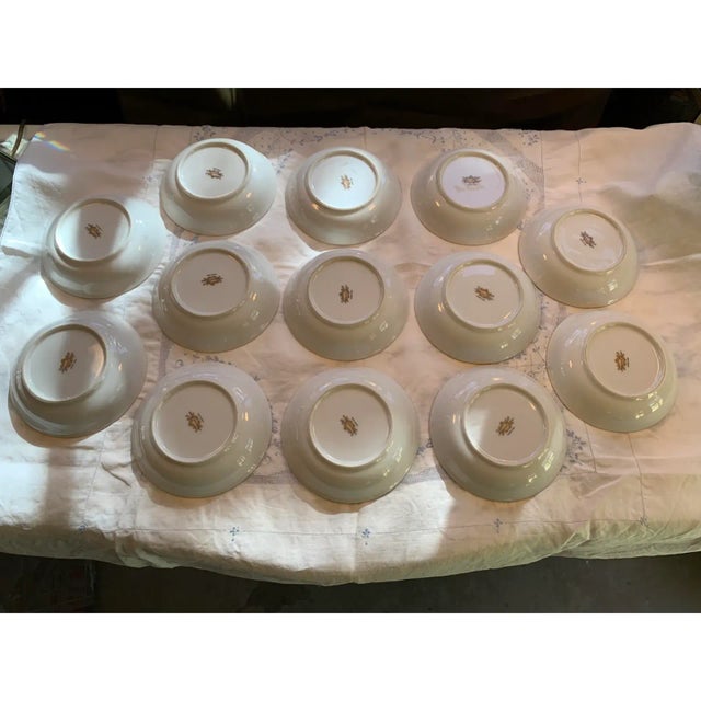 1940s 1940's Blue & Green Botanical Berry or Dessert Bowls Set of 13 For Sale - Image 5 of 12