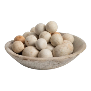 1920s Collection of Marble River Balls in Stone Bowl - 27 Piece Set
