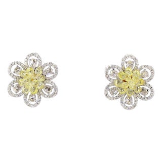 5.38 Carat Briolette Diamond Gold Earrings, Pair For Sale