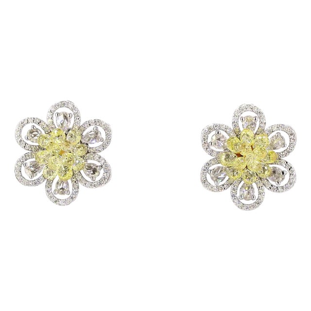 5.38 Carat Briolette Diamond Gold Earrings, Pair For Sale