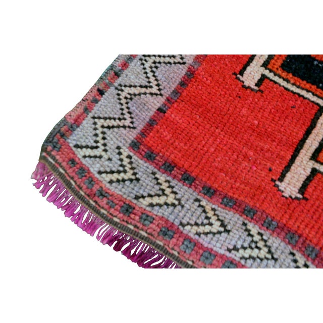 Hand-Knotted Turkish Rug Low Pile Tribal Runner Rug - 3' X 13' For Sale - Image 11 of 12