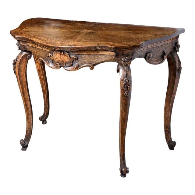 Antique Italian Walnut Console Table For Sale