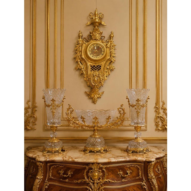 French Vintage Baroque Wall Hanging Clock For Sale - Image 3 of 3
