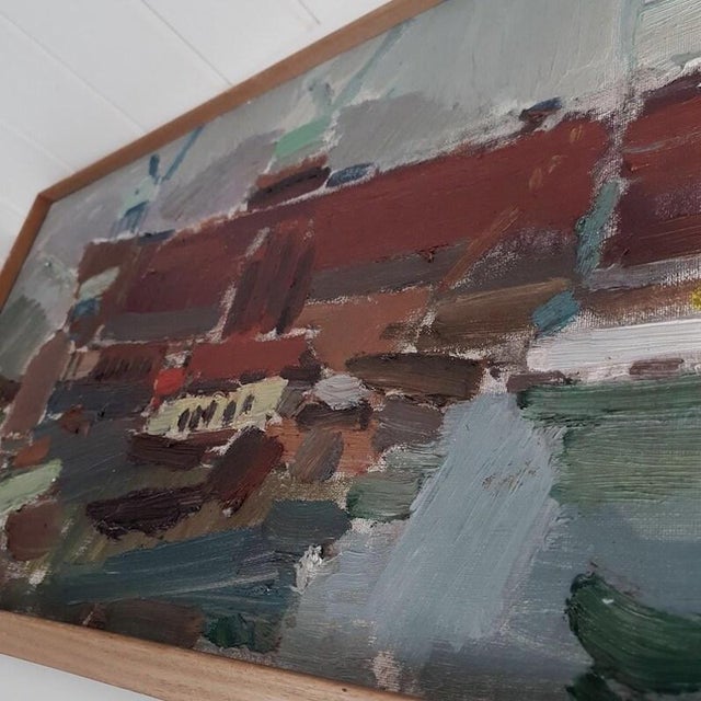 Swedish School, Harbour Scene, 1960s, Oil on Canvas For Sale - Image 15 of 18
