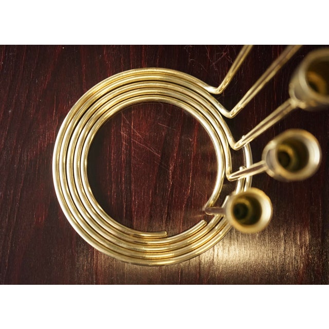Danish Brass Spiral Candelabras, 1960s, Set of 5 For Sale - Image 6 of 7
