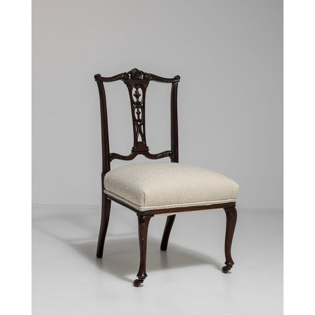 19th Century France Chippendale Cream Wood Lounge Chair For Sale - Image 4 of 11