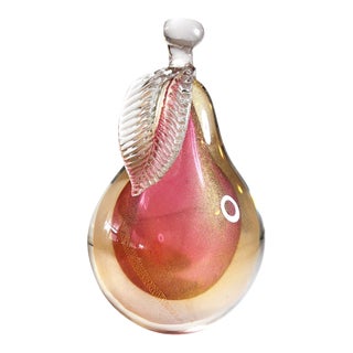 Mid-Century Modern Alfredo Barbini Murano Sommerso Glass Pear For Sale