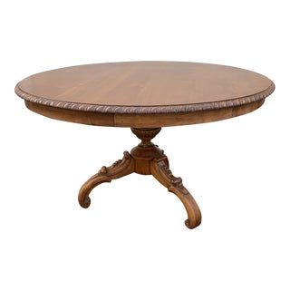 19th Century Antique French African Cherry Round Dining Table For Sale