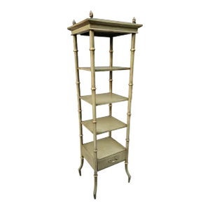 Vintage Faux Bamboo One-Drawer Etagere