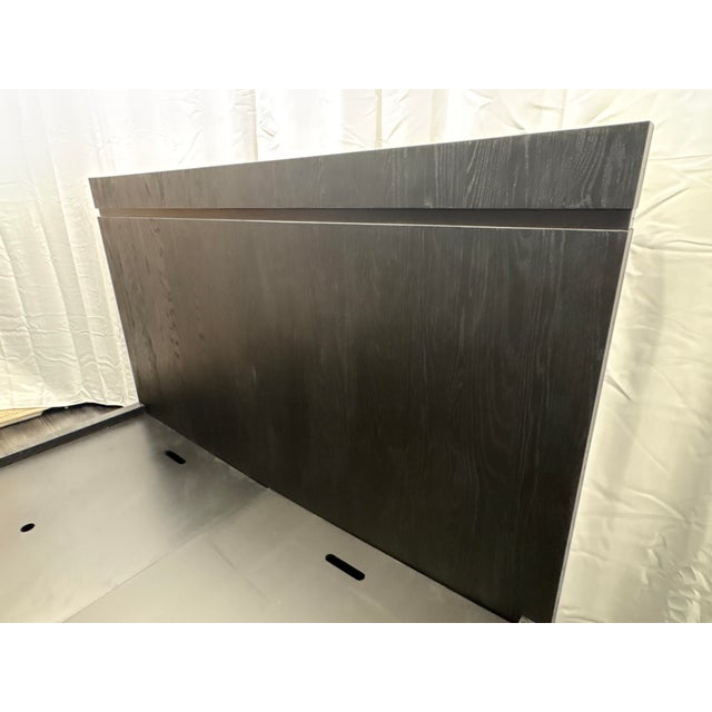 Rh Bezier Panel Bed — King Black Oak | Bronze Accents | 56" Headboard For Sale - Image 10 of 18