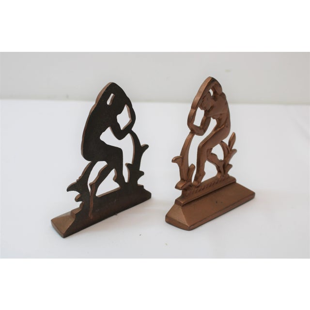 Mid 20th Century Art Deco Copper-Tone "Strong Man" Bookends For Sale - Image 5 of 6