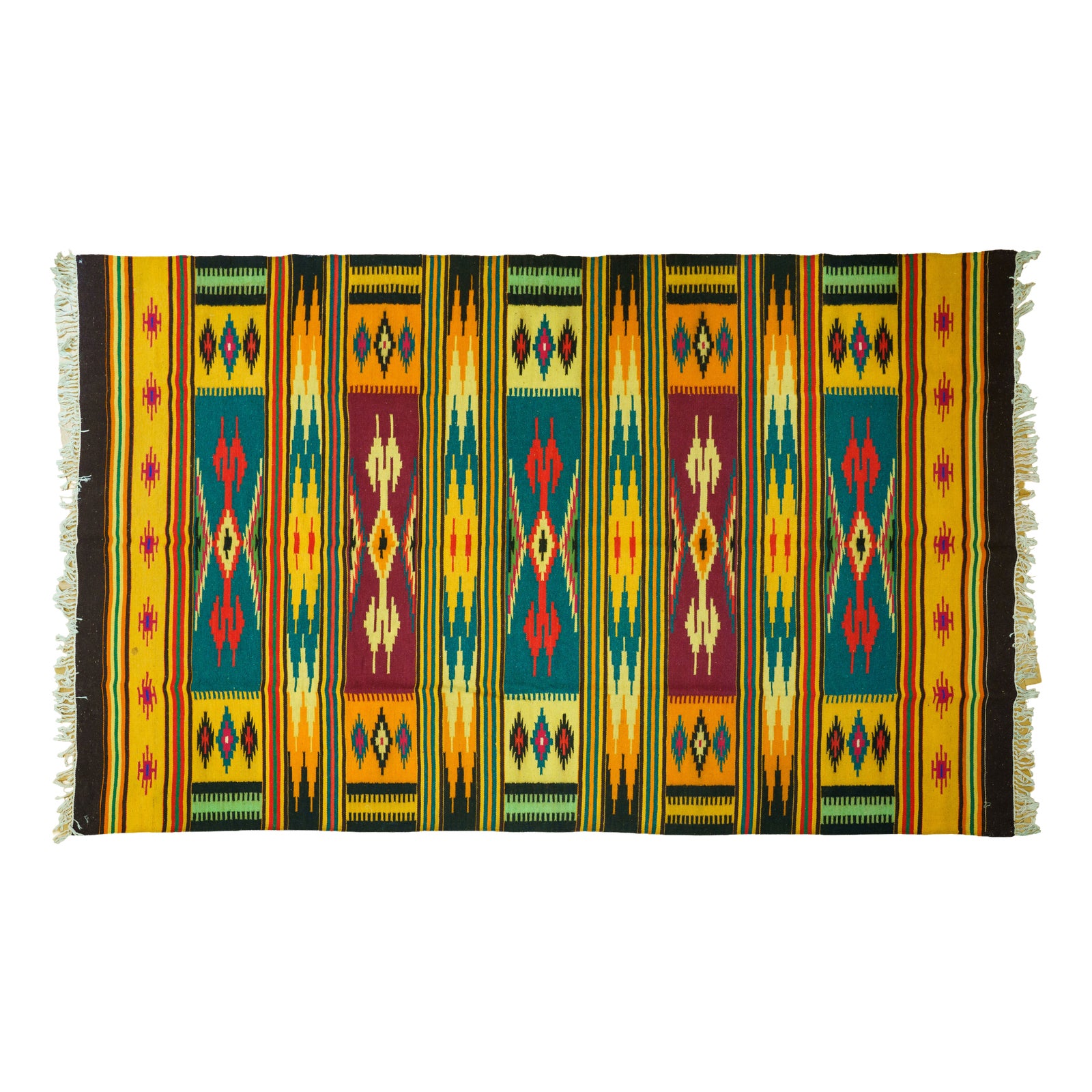 Vintage Mexican Serape / Saltillo-Style Handwoven Wool Flatweave Rug ...