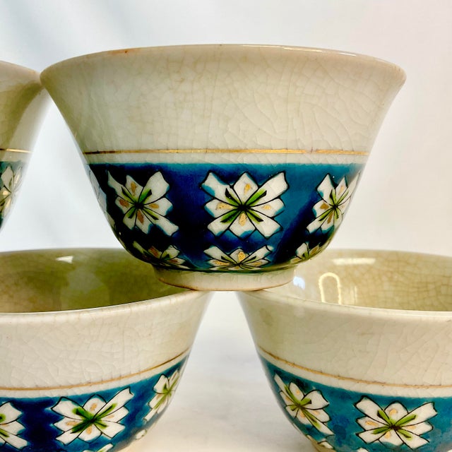 Vintage Chinoiserie Boho Chic Ceramic Pottery Sauce Cups - Set of 5. For Sale - Image 6 of 12